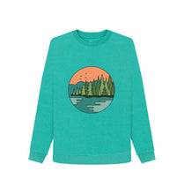 Load image into Gallery viewer, Seagrass Green Nature Lover Womens Remill Sweater Top Sustainable Fashion GM Free Sustainability Clothing Circular Economy Organic Cotton Sweater
