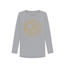 Load image into Gallery viewer, Athletic Grey Power of the Sun Womens Organic Cotton Long Sleeve Top Slow Fashion Organic Cotton Circular Economy Renewable Energy Produced Environmentally Friendly
