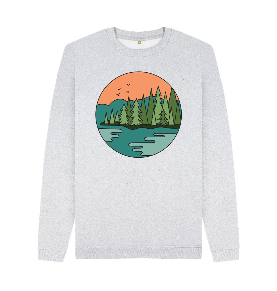 Grey Nature Lover Mens Remill Sweatshirt Top Sustainable Fashion GM Free Sustainability Clothing Circular Economy Organic Cotton Sweater