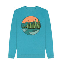 Load image into Gallery viewer, Ocean Blue Nature Lover Mens Remill Sweatshirt Top Sustainable Fashion GM Free Sustainability Clothing Circular Economy Organic Cotton Sweater
