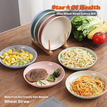 Load image into Gallery viewer, Eco Friendly Wheat Straw Dining Plate 4 Piece Reusable Dining Camping Kitchen Homeware Environmentally Friendly
