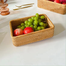 Load image into Gallery viewer, Simplicity Rectangular Woven Fruit Basket Household Handmade Rattan Storage Basket Natural Wear-resistant for Kitchen Supplies
