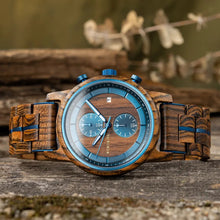 Load image into Gallery viewer, Mens Japanese Quartz Movement BOBO BIRD Business Wooden Watch Watches Chronograph Wristwatch with Date Display Custom Gift Environmentally Friendly Eco Wood Wristwatch Sustainable Planet
