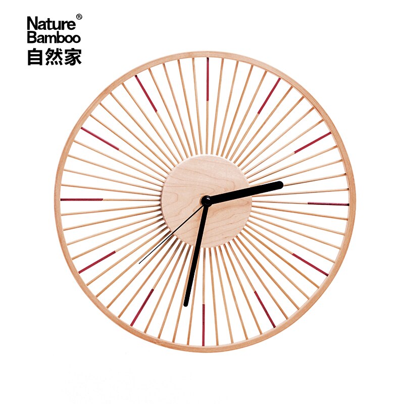 Simple Silent Clock Mounted Wooden Japanese Style Wall Clock Japanese Wood Garden Bamboo Wooden Sustainable Planet Environmentally Friendly Eco Clock