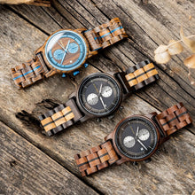 Load image into Gallery viewer, Mens Japanese Quartz Movement BOBO BIRD Business Wooden Watch Watches Chronograph Wristwatch with Date Display Custom Gift Environmentally Friendly Eco Wood Wristwatch Sustainable Planet
