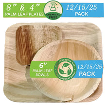 Load image into Gallery viewer, 12/15/25Pcs Disposable Palm Leaf Tableware Biodegradable Bowls Eco Friendly Plates And Bowls For Dinner Picnic Party Sustainable Planet
