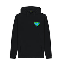 Load image into Gallery viewer, Black Planet Love - Men&#39;s Eco Hoodie Slow Fashion Organic Cotton Circular Economy Renewable Energy Produced Environmentally Friendly
