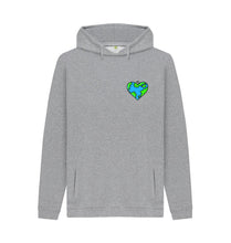 Load image into Gallery viewer, Light Heather Planet Love - Men&#39;s Eco Hoodie Slow Fashion Organic Cotton Circular Economy Renewable Energy Produced Environmentally Friendly
