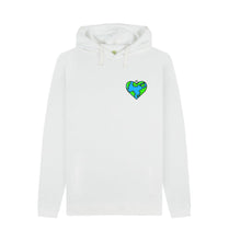 Load image into Gallery viewer, White Planet Love - Men&#39;s Eco Hoodie Slow Fashion Organic Cotton Circular Economy Renewable Energy Produced Environmentally Friendly
