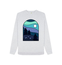 Load image into Gallery viewer, Grey Wild Camping at Night Womens Sweatshirt Top Sustainable Fashion GM Free Sustainability Clothing Circular Economy Organic Cotton Sweater

