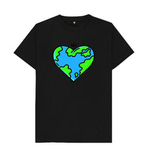 Load image into Gallery viewer, Black Planet Love - Men&#39;s Eco T-Shirt Slow Fashion Organic Cotton Circular Economy Renewable Energy Produced Environmentally Friendly
