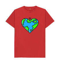 Load image into Gallery viewer, Red Planet Love - Men&#39;s Eco T-Shirt Slow Fashion Organic Cotton Circular Economy Renewable Energy Produced Environmentally Friendly
