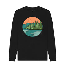 Load image into Gallery viewer, Black Nature Lover Mens Remill Sweatshirt Top Sustainable Fashion GM Free Sustainability Clothing Circular Economy Organic Cotton Sweater
