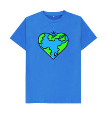 Load image into Gallery viewer, Bright Blue Planet Love - Men&#39;s Eco T-Shirt Slow Fashion Organic Cotton Circular Economy Renewable Energy Produced Environmentally Friendly
