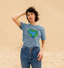 Load image into Gallery viewer, Planet Love - Women&#39;s Eco T-Shirt Slow Fashion Organic Cotton Circular Economy Renewable Energy Produced Environmentally Friendly
