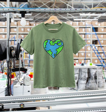 Load image into Gallery viewer, Planet Love - Women&#39;s Eco T-Shirt Slow Fashion Organic Cotton Circular Economy Renewable Energy Produced Environmentally Friendly
