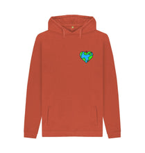 Load image into Gallery viewer, Rust Planet Love - Men&#39;s Eco Hoodie Slow Fashion Organic Cotton Circular Economy Renewable Energy Produced Environmentally Friendly
