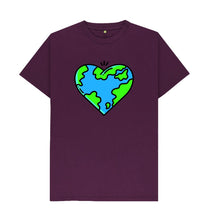 Load image into Gallery viewer, Purple Planet Love - Men&#39;s Eco T-Shirt Slow Fashion Organic Cotton Circular Economy Renewable Energy Produced Environmentally Friendly
