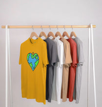 Load image into Gallery viewer, Planet Love - Men&#39;s Eco T-Shirt Slow Fashion Organic Cotton Circular Economy Renewable Energy Produced Environmentally Friendly
