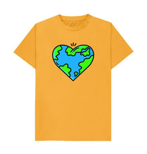 Load image into Gallery viewer, Mustard Planet Love - Men&#39;s Eco T-Shirt Slow Fashion Organic Cotton Circular Economy Renewable Energy Produced Environmentally Friendly
