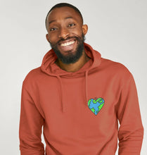 Load image into Gallery viewer, Planet Love - Men&#39;s Eco Hoodie Slow Fashion Organic Cotton Circular Economy Renewable Energy Produced Environmentally Friendly
