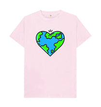 Load image into Gallery viewer, Pink Planet Love - Men&#39;s Eco T-Shirt Slow Fashion Organic Cotton Circular Economy Renewable Energy Produced Environmentally Friendly
