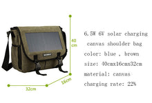 Load image into Gallery viewer, Solar Power Shoulder Briefcase Travel Bag with USB Device Charging Eco Environmentally Sustainable Energy Save the Planet
