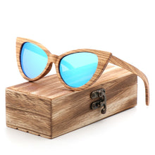 Load image into Gallery viewer, Cat Eye II Designer Zebra Wood Eco Sunglasses UV400
