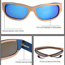 Load image into Gallery viewer, Unisex Wraparound Designer Wooden Eco Sunglasses UV400

