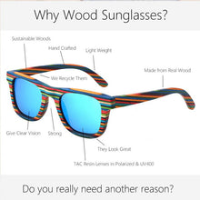 Load image into Gallery viewer, Unisex Classic Retro Rainbow Designer Wooden Eco Sunglasses UV400
