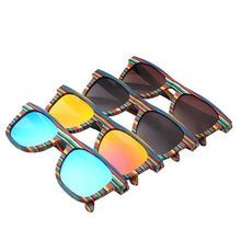 Load image into Gallery viewer, Unisex Classic Retro Rainbow Designer Wooden Eco Sunglasses UV400
