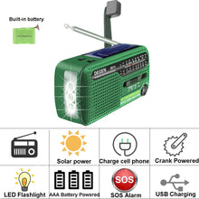 Load image into Gallery viewer, Solar Power Radio World Receiver, Torch and USB Device Charger Sustainable Energy Eco
