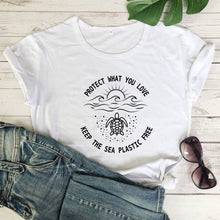 Load image into Gallery viewer, Protect What You Love - Unisex T-Shirt Eco Environmentally Friendly Sustainable Planet Save Our Oceans
