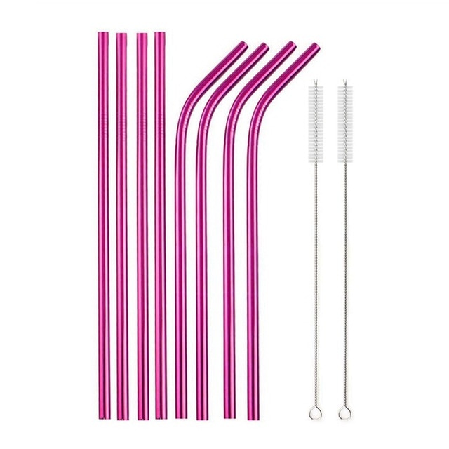 Environmentally Friendly Contemporary Design Drinking Straws Reusable Stainless Steel Multi Colored Eco Environmentally Friendly