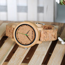Load image into Gallery viewer, Couples Set of Cork Wood Miyota Quartz Eco Watches with Gift Box Environmentally Friendly Eco Wood Wristwatch Sustainable Planet
